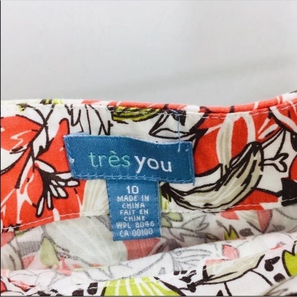 4/$45 | TRES YOU | Orange Floral Pleated Skirt | Medium - Picture 4 of 7
